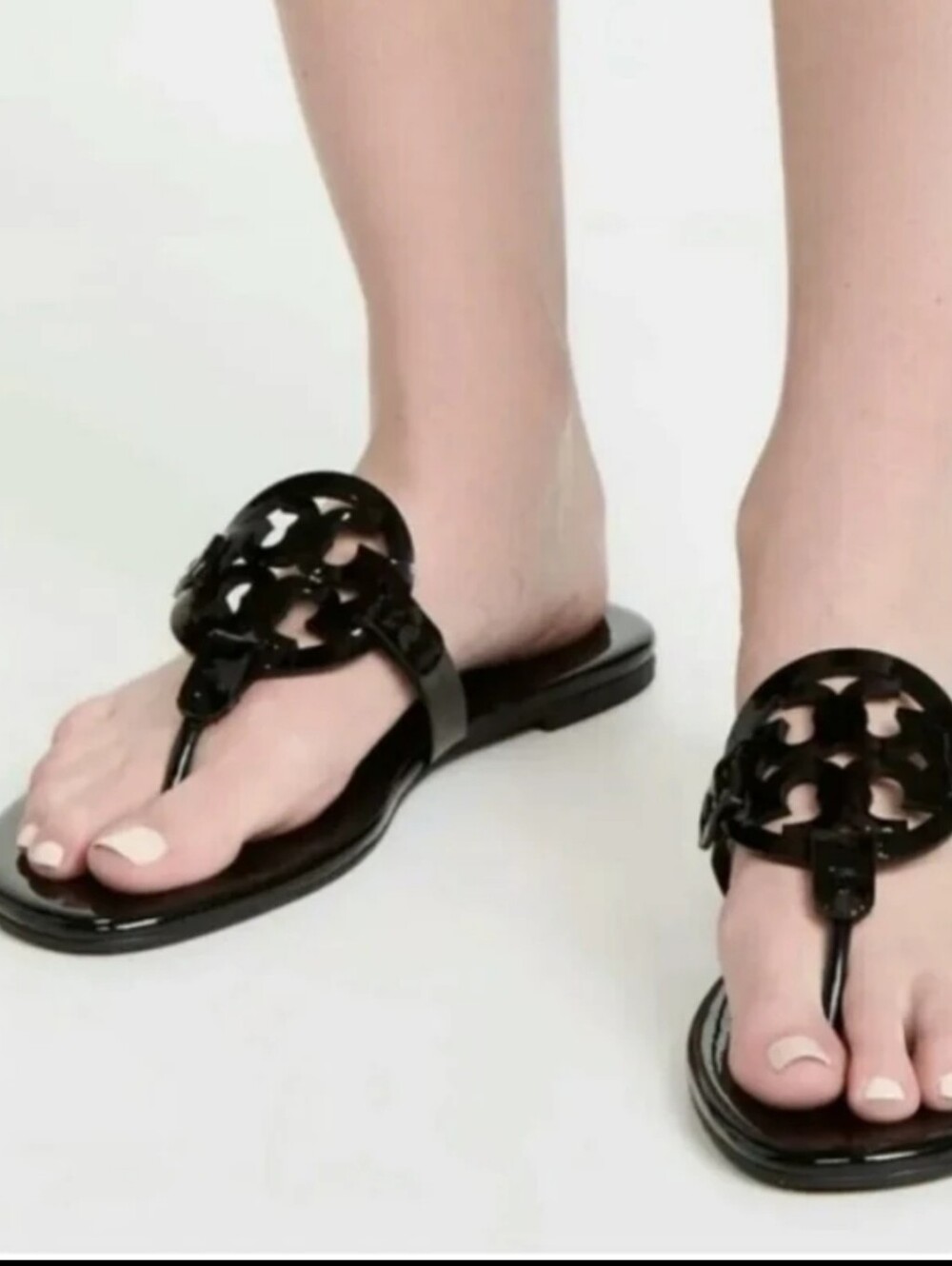 Tory Burch Miller Soft Thong Sandal , Black Patent Leather ,  Sz US 10